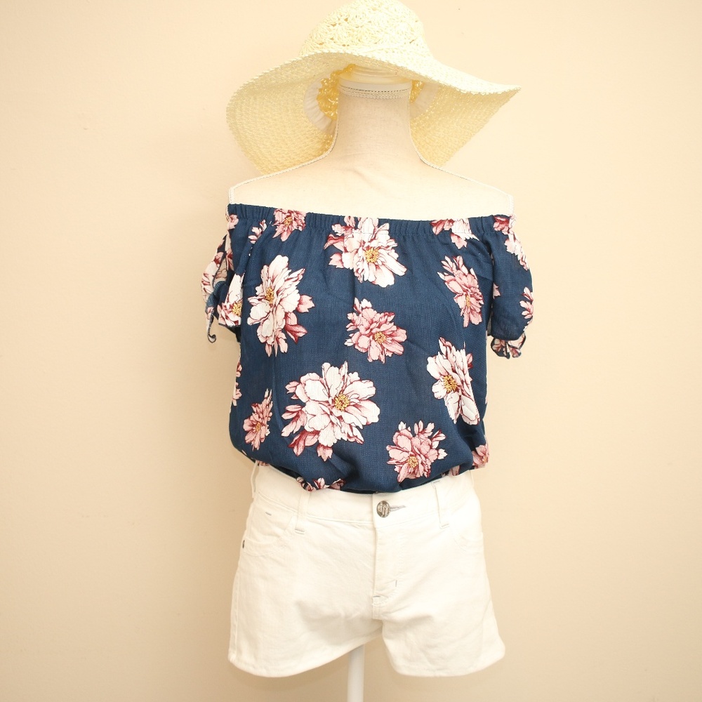 NEW Miley + Molly Floral Off Shoulder Tunic Top S - Picture 7 of 8